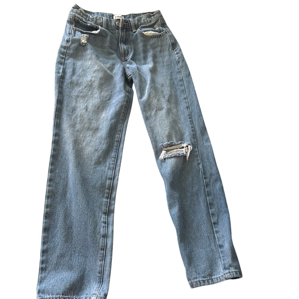 RSQ High Rise Mom‎ Jeans Light Wash Distressed Tapered Denim Blue